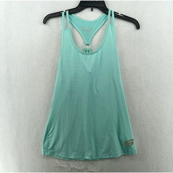 Skechers Tops - Sketchers Tank Top Sz S Teal Scoop Neck Racerback Strappy Ring Buckle Sports